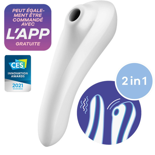 Vibromasseur et stimulateur de clitoris blanc connecté Dual Pleasure Satisfyer - CC5972590201