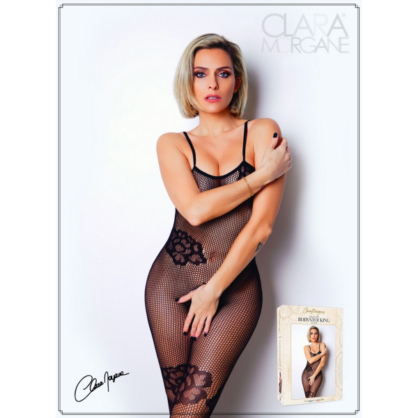 Bodystocking résille noire avec fine bretelles - Le Numéro 6 - Collection Bodystocking - CM99006