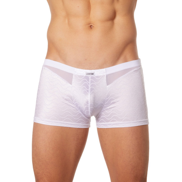 Boxer blanc effet satiné à vagues - LM904-67WHT